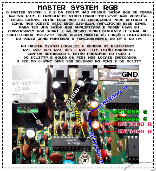 Mod RGB para Master System 1 e 2 + Conector para cabo Scart - Image 3